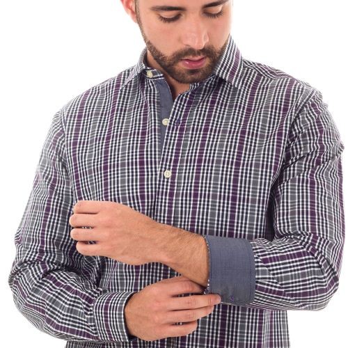 Pre-dyed Squares Long Sleeve Casual Shirt